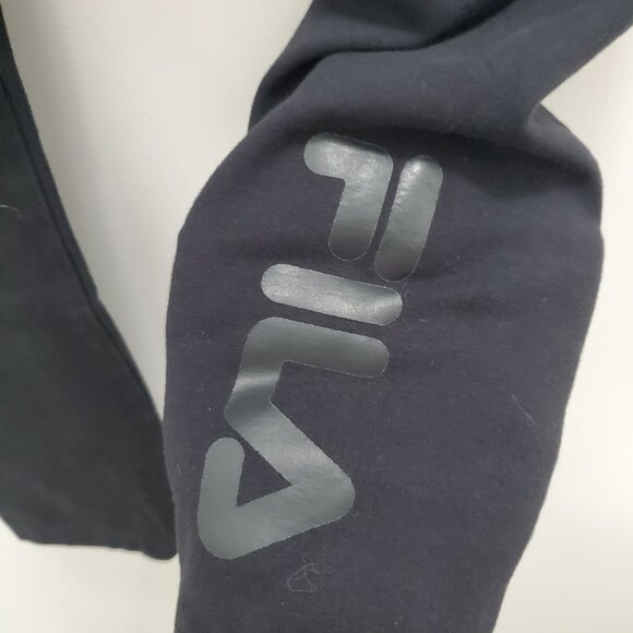 FILA Women's Black High Waist Crop Leg Spell Out Athletic Tights Leggings Size S - Picture 2 of 5